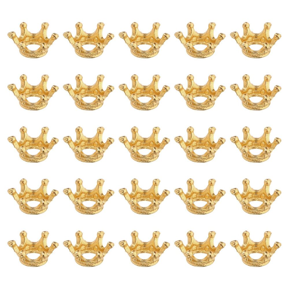 8868 0.5x0.2 King Crown Charm, 100Pcs Metal Crown Beads Charm Necklace